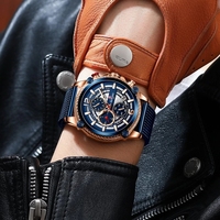 JAM TANGAN PRIA REWARD 82022 Model Baru Warna Biru Quartz Original Tali Mesh 3 Dial Kronograf Tampilan Tanggal Jam Tangan Sport