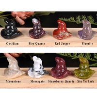 Figurine de sorcière/chapeau de sorcier en cristal naturel sculpté à la main, pierres précieuses mélangées (améthyste, labradorite, œil de tigre) pour Halloween et Wicca - Vente en gros