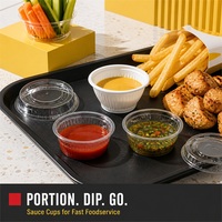 Mangkuk Celup PP & PE untuk Meja dengan Tutup Snap-On untuk Layanan Makan di Restoran, Wadah Saus Anti Bocor untuk Tempat Bumbu