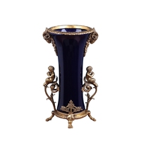 Vase à fleurs d'intérieur en céramique et métal, style dragon traditionnel antique, pour la décoration de la maison