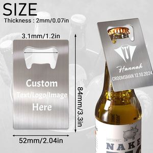 Décapsuleur de bouteille en acier inoxydable personnalisé, décapsuleur de portefeuille, porte-clés gravé avec logo/texte, en gros pour cadeaux de mariage, cadeaux de fête - Product Image 6