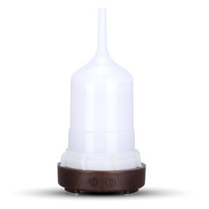 Diffuseur d'arômes 100 ml, humidificateur électrique avec lumière LED pour usage domestique, base en bois grainé blanc et noir - Product Image 3