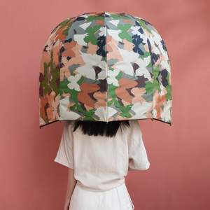 Paraguas de palo semiautomático 30 tela pongee impermeable Impresión digital completa casco protector UV paraguas recto para lluvia - Product Image 3