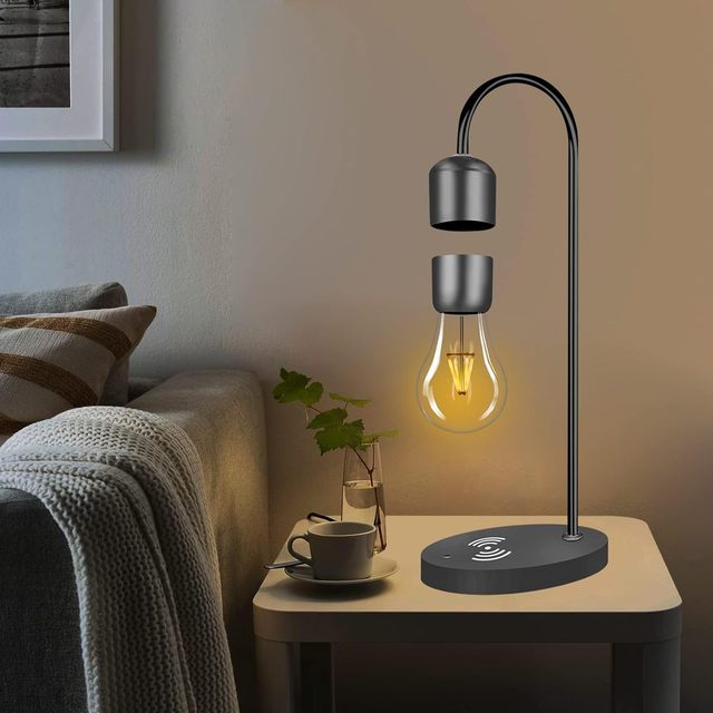 Custom Magnetic Levitating Floating LED Light Bulb Lamp With Wireless Charger