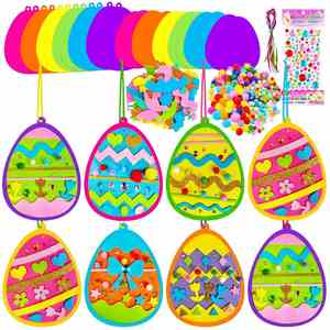 Ensemble d'autocollants en feutre mousse à motif de dessin animé de Pâques pour la création de décorations d'œufs DIY et les autocollants décoratifs sur œufs peints, lapins, poussins - Product Image 1
