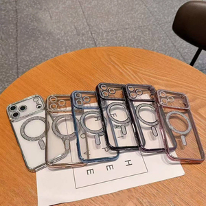 Sparkly Diamond Women Girls Magnetic Clear Glitter Case para iPhone 17 Pro <span class=keywords><strong>Max</strong></span> Cute Luxury Bling Phone Cover - Product Image 1