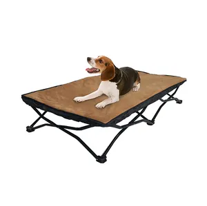 Fornitori esterno grande letto per cani in metallo allevato per animali domestici lettino portatile elevato e durevole letti di raffreddamento con copertura rimovibile per l'estate