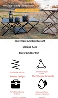 Table de rangement pliable portable en acier au carbone pour extérieur, plage, camping, tactique, avec étagère à fruits, imperméable et antirouille