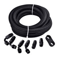 Kit de conduites de carburant tressées en nylon CPE 10FT AN6 0 DEGREE 45 DEGREE 90 DEGREE avec raccords 6AN - NOIR