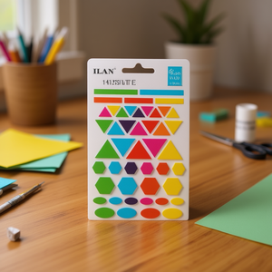 Ilan Adhesive Label 46 Labels 5 <b>Sheets</b> <b>Colorful</b> Geometric Shapes For Crafting - Product Image 3