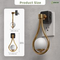 Lampe de nuit moderne LOHAS en forme de boule 330 °   Lampe de nuit LED rotative de luxe, lumière blanche douce et chaude, à intensité variable, pour chambre à coucher, couloir