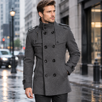 Manteau trench en laine sur mesure pour homme, coupe ajustée mi-longue, manteau d'hiver décontracté, vêtements d'extérieur tendance en gros