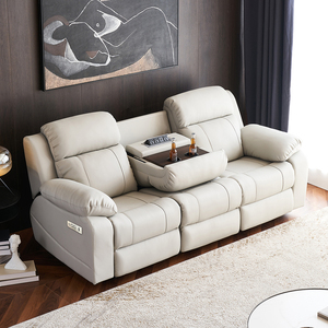 Sofá <span class=keywords><strong>Reclinable</strong></span> Eléctrico Moderno de Cuero Directo de Fábrica para Cine en Casa con Portavasos, Muebles de Sala de Estar, Sillón <span class=keywords><strong>Reclinable</strong></span> para Pedidos al por Mayor - Product Image 4
