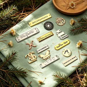 Custom Design Metal Emblem Tags Private Brand <b>Sewing</b> Labels Embossed Logo Plates Laser Cut Self-Adhesive Eco-Friendly Leather - Product Image 3