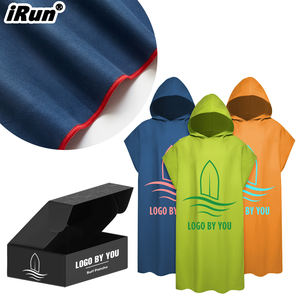 Albornoz con capucha de secado rápido y logotipo impreso personalizado <span class=keywords><strong>IRun</strong></span>, toalla ligera de microfibra para <span class=keywords><strong>playa</strong></span> y natación, Poncho de surf - Product Image 1