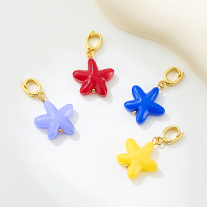 カラフルなヒトデユニバーサルバックルビンテージガラスチャームペンダントDIYアクセサリー - Product Image 6