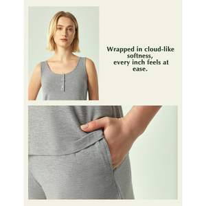 Pantalones de Pijama Largos Personalizados para Mujer, Camiseta sin Mangas, Pantalones Capri, Ropa de Dormir Suave, Ropa de Estar en Casa, Pijamas para Mujer - Product Image 4