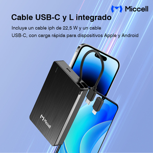 Batería Externa Portátil Magnética Miccell al por Mayor, Carga Rápida de 22.5W, 10000mAh, Incluye <span class=keywords><strong>Cable</strong></span> de Carga <span class=keywords><strong>Tipo</strong></span> <span class=keywords><strong>C</strong></span> - Product Image 4