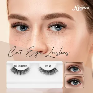 Private Label Flutter Tail Lashes Faux Mink Wispy Natural Eyelashes Cat Eye Wispies Fake Eyelash