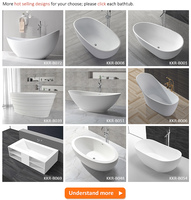 Baignoire autoportante moderne et portable avec fonction de trempage, robinet blanc inclus, fabriquée en pierre artificielle pour usage hôtelier