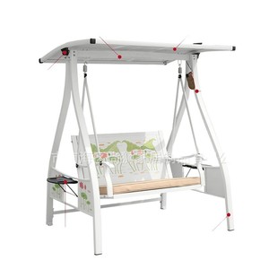 Balançoire de jardin en aluminium à deux places avec auvent pour cour et jardin, design moderne, impression couleur intégrale - Product Image 1