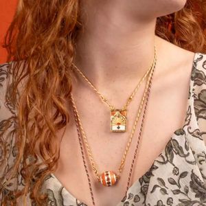 Kalung kalung liontin <span class=keywords><strong>Tarot</strong></span> bola Enamel batu permata zirkon berlapis emas tali warna-warni mode perhiasan untuk wanita - Product Image 3