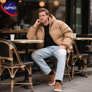 QZFSO personnalisé à capuche hiver vers le bas veste à glissière coupe-vent mode Desgin en gros rempli bouffante veste zippée pour hommes - Product Image 1