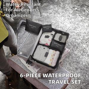 Ensemble de 6 pièces personnalisé en usine : Trousse de toilette imperméable et organisateur de voyage pour vêtements et cosmétiques avec fermeture éclair - Product Image 2