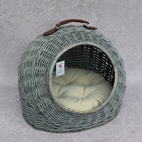 Cama para Gatos Tradicional Tejida a Mano de Mimbre Natural, Ecológica, Nido para Mascotas, Cesta Artesanal para Gatitos, Uso en Interiores, Transpirable y Lavable