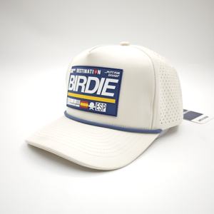 Gorra de béisbol deportiva de 5 paneles con logo personalizado, parche de goma con diseño de rombos, cuerda, para papá, para correr, ajustable, con orificios cortados a láser, impermeable - Product Image 3