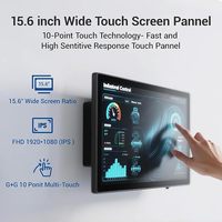 Panel PC Táctil Industrial Todo en Uno de 15.6 Pulgadas, Computadora Integrada sin Ventilador, Windows 11 Pro N5095, 8 GB de RAM, 128 GB de ROM, Negro
