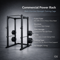 QS Power Rack, équipement de salle de sport commercial pour l'entraînement en force, avec structure en acier robuste et rangement pour plaques.