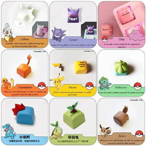 Tapa de teclado <span class=keywords><strong>Pokemon</strong></span> Anime Cute Tail Keycaps Pikachu Gengar Eevee para Teclado mecánico de eje cruzado 3D resina Keycaps mejor regalo - Product Image 6