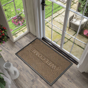 Custom Size Waterproof Dust Non-Slip Rubber Backing Doormat Embossed logo Household Entrance <strong>Door</strong> <strong>Mat</strong> - Product Image 3