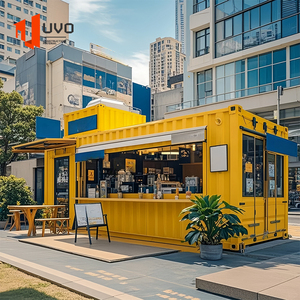 ร้านกาแฟกลางแจ้งโครงสร้างเหล็กสำเร็จรูปคุณภาพสูง ดีไซน์ตู้คอนเทนเนอร์ดัดแปลงสำหรับขายส่ง เหมาะสำหรับร้านกาแฟ - Product Image 2