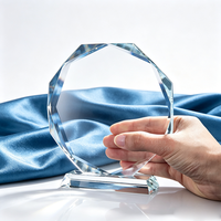 Plaque de trophée octogonale en cristal gravée sur mesure, récompense en cristal vierge pour cérémonie d'entreprise, compétition, souvenir, cadeau