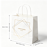 Sac fourre-tout élégant en kraft blanc épais avec estampage à chaud personnalisé pour magasin de vêtements, sacs cadeaux pour marques de créations artisanales