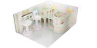 Parque Infantil Interior Suave Estilo Macaron Pastel con Mini Carrusel, Torre de Juego de Múltiples Niveles para Guarderías, Boutiques y Centros Comerciales