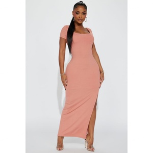 Vestido de Encaje Casual para Mujer, Estilo Personalizado de Alta Calidad OEM, Cuello Asimétrico, Manga Corta, Abertura Lateral, Mini, Color Sólido, Otoño - Product Image 6