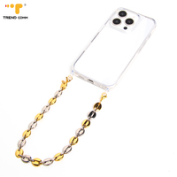 Lanière en acier inoxydable métallique avec logo personnalisé Trend Comm, chaîne dorée, breloque anti-perte, bracelet de poignet de 32 cm de longueur pour iPhone