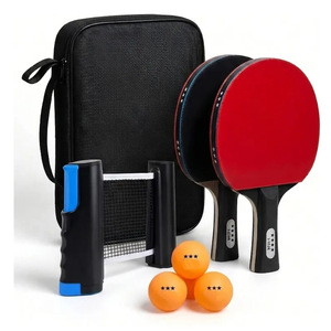 Raquettes de tennis de table, ensemble portable avec 2 raquettes, <span class=keywords><strong>4</strong></span> balles, ensemble de raquettes de tennis de table, 2 raquettes, balles trois étoiles - Product Image 1