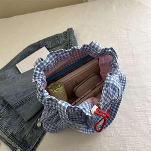 กระเป๋าสะพายไหล่ลายสก็อตหวานมีระบาย - Product Image 4