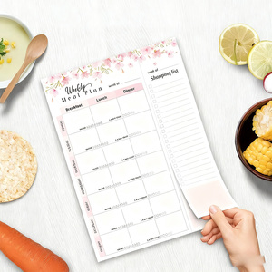 Bas quantité minimale de commande personnalisé imprimé bloc-notes magnétique rechargeable hebdomadaire planificateur de repas Journal organisateur Agenda cahier <span class=keywords><strong>pour</strong></span> bureau maison réfrigérateur - Product Image 1
