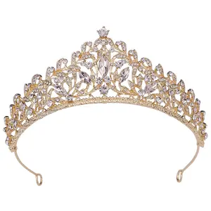 Diadema di strass di cristallo diadema da sposa in stile europeo con corona di gioielli in lega