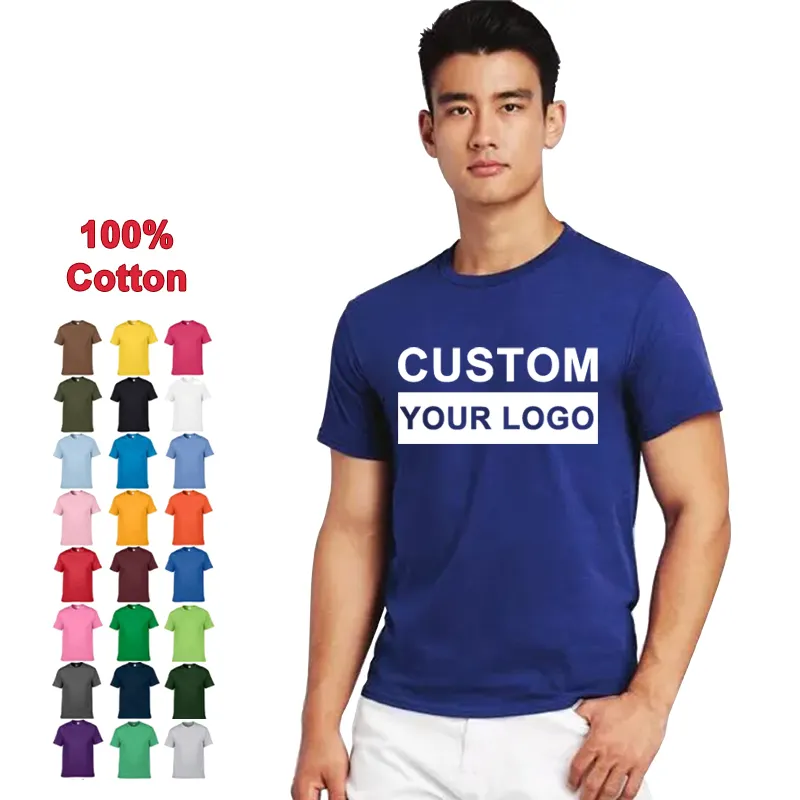 Camiseta lisa de alta calidad para hombre, camisa 100% de algodón, personalizada, talla grande, en blanco