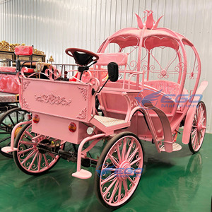 Chariot de mariage style citrouille à prix abordable, chariot de mariée blanc avec roues à vendre - Product Image 4