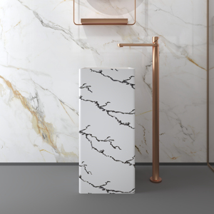 Vasque sur pied carrée en surface solide pour salle de bain, vente en gros - Product Image 3