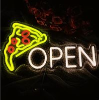 Enseigne lumineuse LED néon en plastique ouverte pour Pizza, alimentée par USB, 42x32cm, pour la maison, les entreprises, les pizzerias, les cuisines, les fours, les décorations de fête et les entrepôts