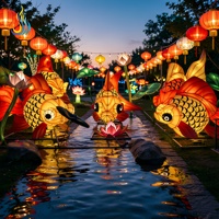 Bestseller Handgefertigte Traditionelle Fisch-Laterne für Draußen Langlebig und Rostfrei Festivallaterne für Themenpark-Dekorationen