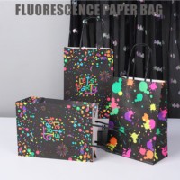 Sac en papier kraft fluorescent écologique réutilisable, lumineux pour Noël, idéal pour cadeaux/emballages/achats – Vente directe usine